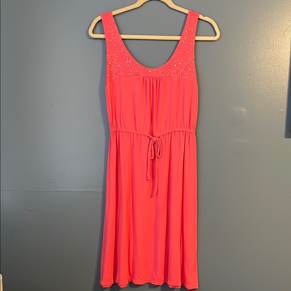 Merona Coral Pink Sleeveless Jersey Dress with Sequin Detail, size XS - Picture 1 of 4